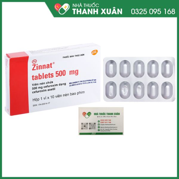 Zinnat tablets 500mg thuốc trị nhiễm khuẩn (1 vỉ x 10 viên)